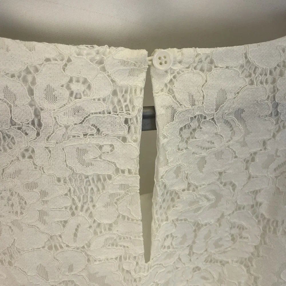 BB Dakota At First Sight Peplum Lace‎ Top Fringed Antique Ivory Lined - Size S